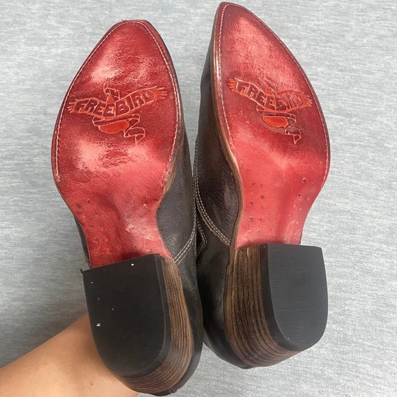 Freebird Wyoming Women's 9 Western Ankle Boots Brown Leather Cowgirl Western - Picture 15 of 16